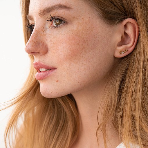 Золотая моносерьга "Love" с фианитом с07922 4