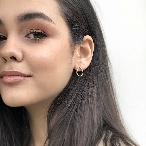 Серьги-пусеты Большие капельки в желтом золоте 1.7*1.2 см с06316 12