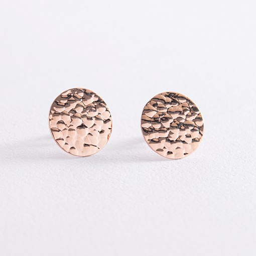 Серьги - пусеты "Теона" в красном золоте с07799 7