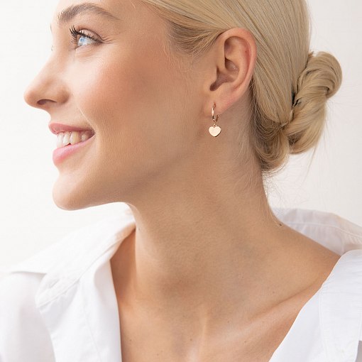 Золотые серьги - пусеты "Сердечки" с07332 2