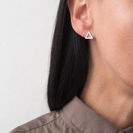 Золотые серьги-пусеты "Треугольники" с06413 3