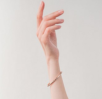 Жесткий золотой браслет "Кубики" (фианиты) б05612 №2