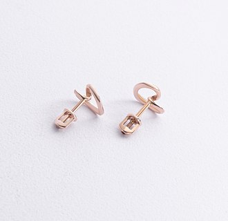 Серьги - пусеты "Сердечки" в красном золоте с09068 №5