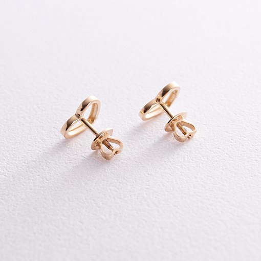 Серьги - пусеты "Сердечки" в желтом золоте с08171 7