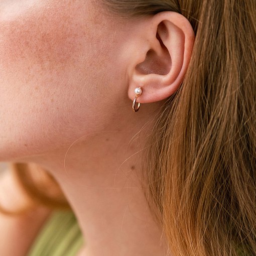 Серьги - пусеты "Миранда" в красном золоте (жемчуг) с07930 4