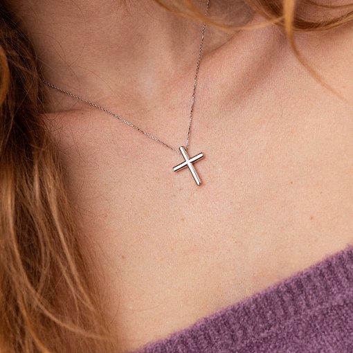 Колье с крестиком в белом золоте кол02356 6