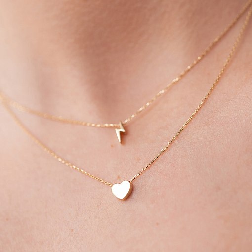 Двойное золотое колье "Молния и сердечко" кол02311 7