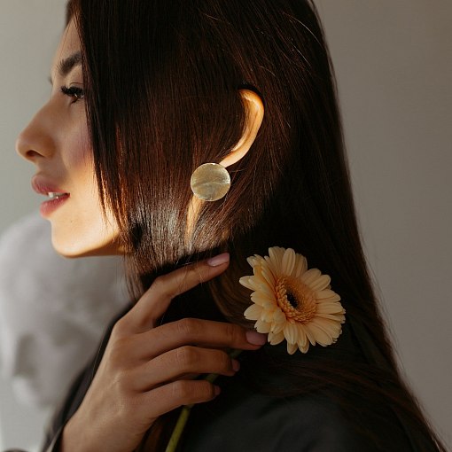 Серьги "Большие кометы" в желтом золоте с06324 11