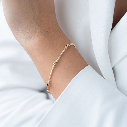 Золотой браслет "Сердечки" б04016 6