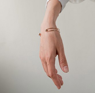 Жесткий браслет "Marlene" с шариками (желтое золото) б05603 №5