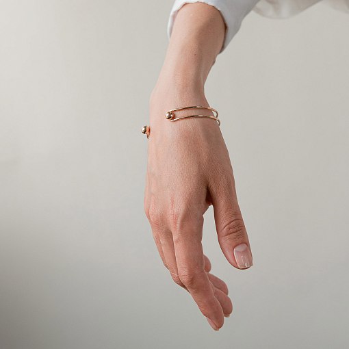 Жесткий браслет "Marlene" с шариками (желтое золото) б05603 5