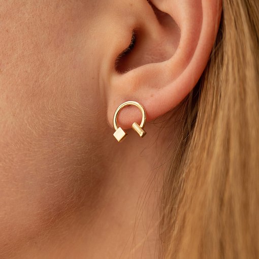 Серьги - пусеты "Дарси" в желтом золоте с08318 2