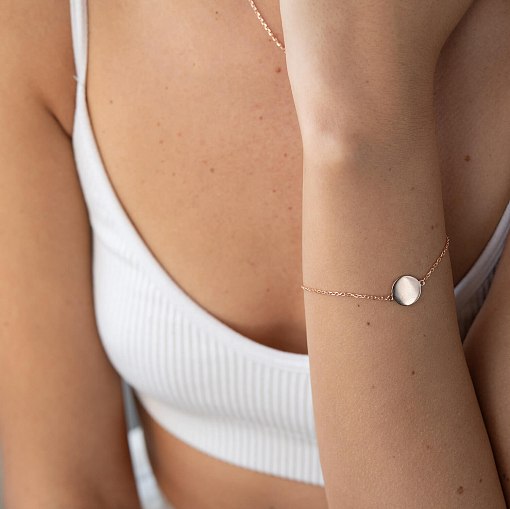 Браслет "Монетка" в красном золоте (возможна гравировка) б04918 2