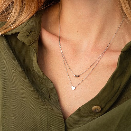 Двойное золотое колье "Шарики и сердечко" кол02313 4