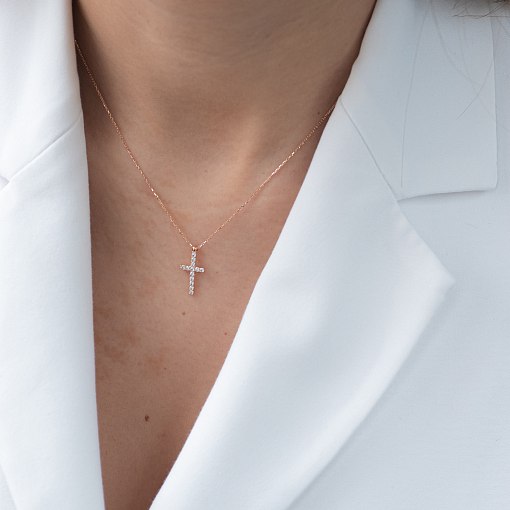 Хрестик з ланцюжком Віра в червоному золоті кол00851 5