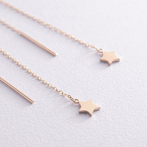 Серьги - протяжки "Звездочки" в желтом золоте с08334 4