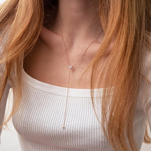 Золотое колье - галстук с фианитами кол02096 2