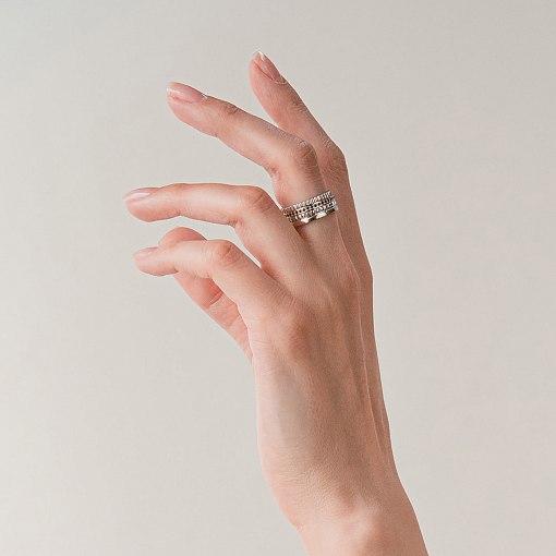 Золотое кольцо "Sharon" с черными фианитами к08301 2