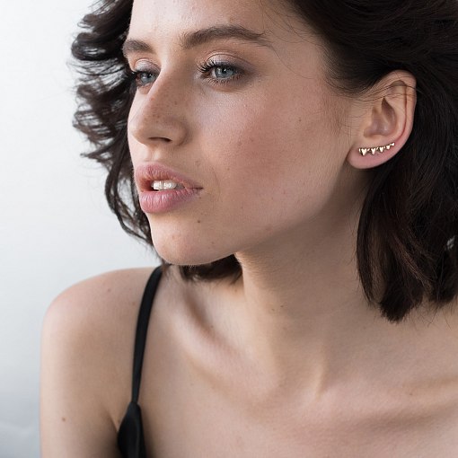 Серьги - клаймберы Веление сердца в красном золоте с05945 2