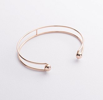 Жесткий браслет "Marlene" с шариками (желтое золото) б05603 №3