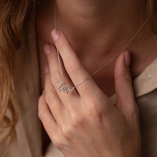 Колье "Love" в белом золоте кол02266 4