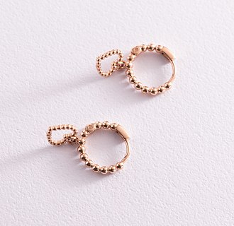 Серьги "Сердечки" (красное золото) с05938 №5