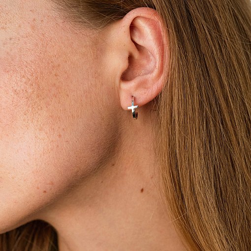 Серьги - пусеты "Крестики" в белом золоте с07012 3