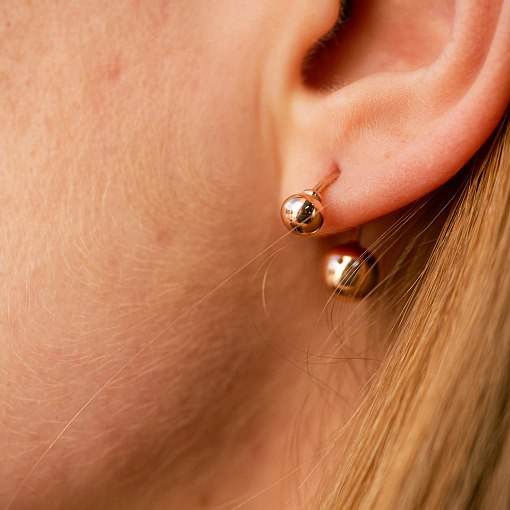 Серьги "Шарики" в красном золоте с08255 4