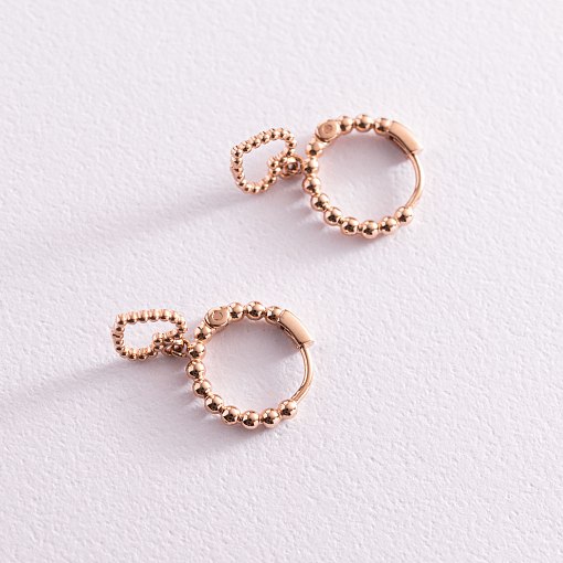 Серьги "Сердечки" (красное золото) с05938 5