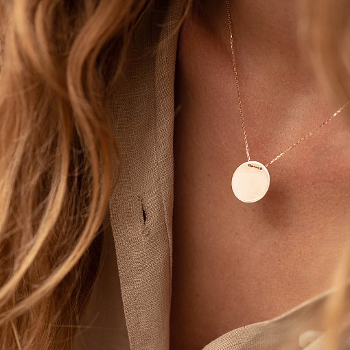 Колье "Монетка" в красном золоте (возможна гравировка) кол02261 4