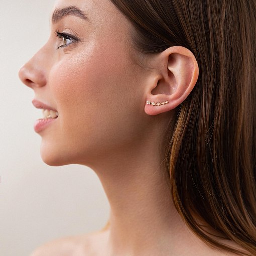 Серьги - клаймберы "Звездочки" в красном золоте с08200 4