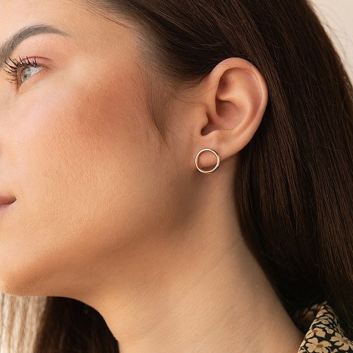 Золотые серьги "Круговорот" (1.25 см) с06682 5