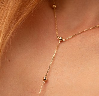 Колье 2 в 1 "Шарики" в желтом золоте кол02518 №4