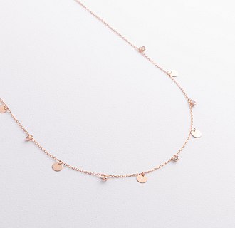 Колье "Монетки" в красном золоте (фианиты) кол02624