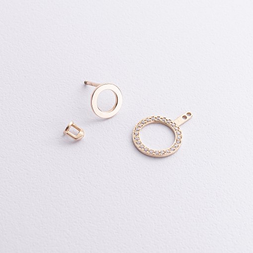 Серьги - джекеты "Sophia" в желтом золоте (фианиты) с09095 6