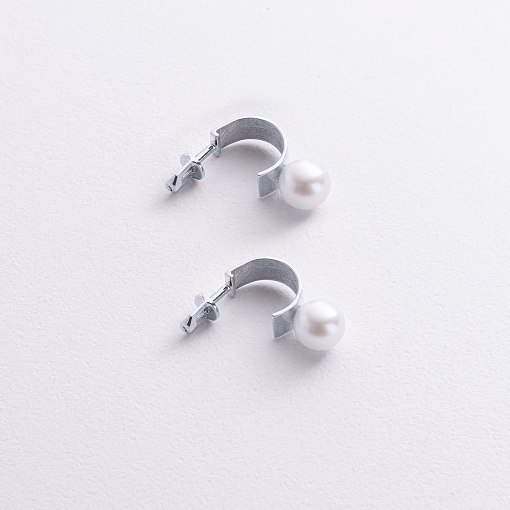 Серьги - пусеты "Дарла" с жемчугом (белое золото) с09076 3