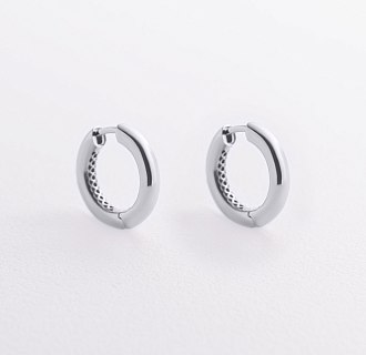 Серьги - кольца "Milley" в белом золоте с08881 №3