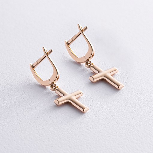 Золотые серьги "Крестики" с07896 3