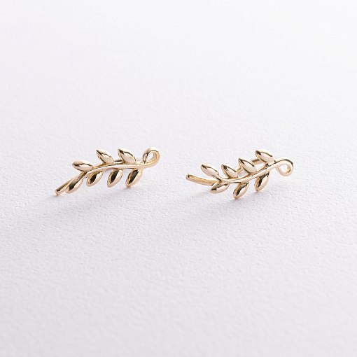 Серьги - клаймберы "Веточки" в желтом золоте с08556 5