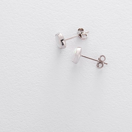 Золотые серьги-пусеты "Сияние" (синт. опал) 5 мм с05476 2