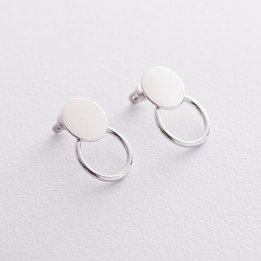 Золотые серьги-пусеты "Круги" с06687 2