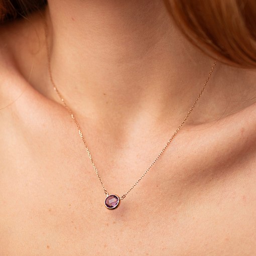 Кольє з аметистом в червоному золоті кол01180 3