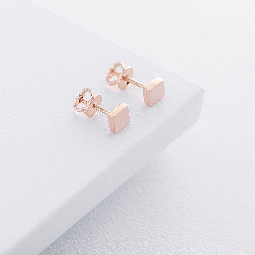 Золотые серьги-пусеты Ромбы с06053