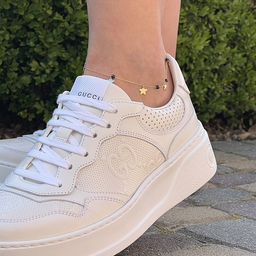 Золотой браслет "Звездочки" на ногу (фианиты) б04886 8