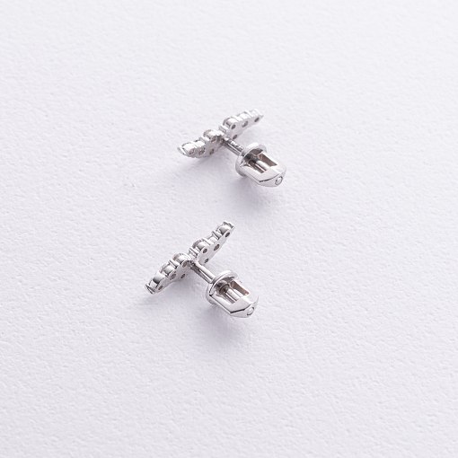 Серьги - пусеты "Carla" с фианитами (белое золото) с09129 3