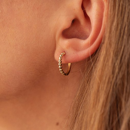 Серьги - кольца в желтом золоте (шарики) с09045 4