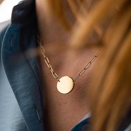 Кольє з монеткою для гравіювання (жовте золото) кол02394 10