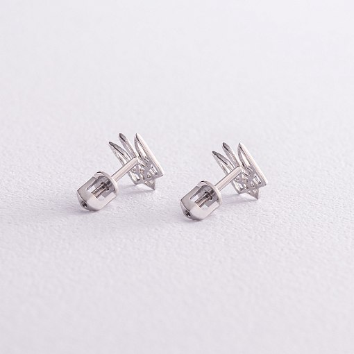 Золотые серьги - пусеты "Герб Украины - Тризуб" с07943 4