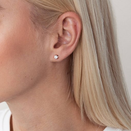 Золотые серьги - пусеты с фианитами с04943 6