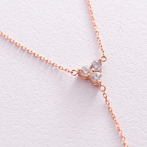 Золотое колье - галстук с фианитами кол02096 4